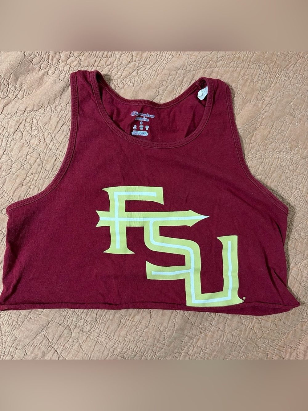 Champion FSU Garnet Crop Tank with Gold Logo